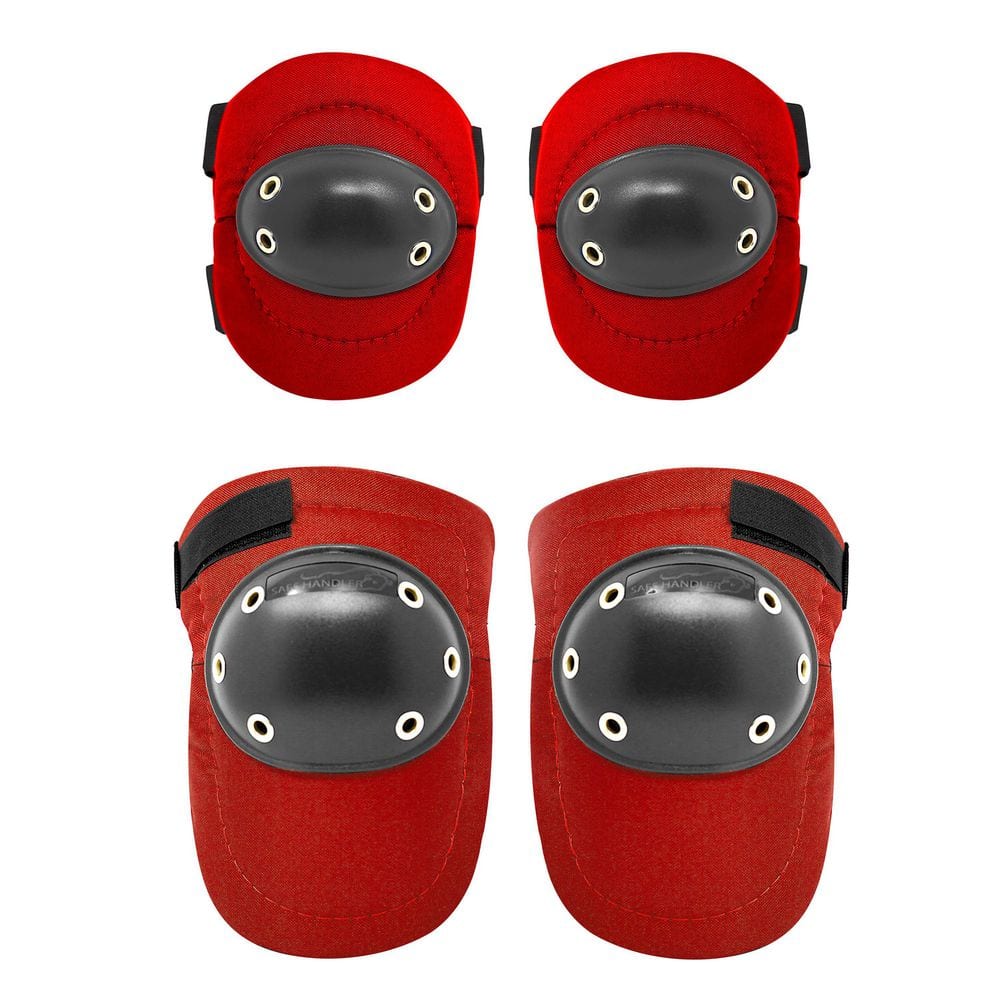 Red, Tough Cap Thick Foam Padding Knee Pads and Elbow Pads Bundle, - Hercitys