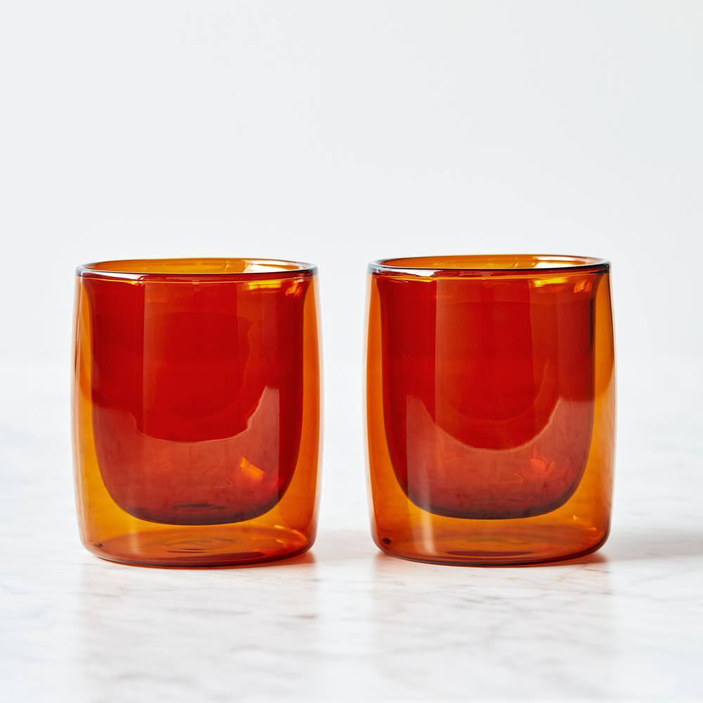 Sorrento 2-pc Double-Wall Tumbler Glass Set – Amber - Hercitys