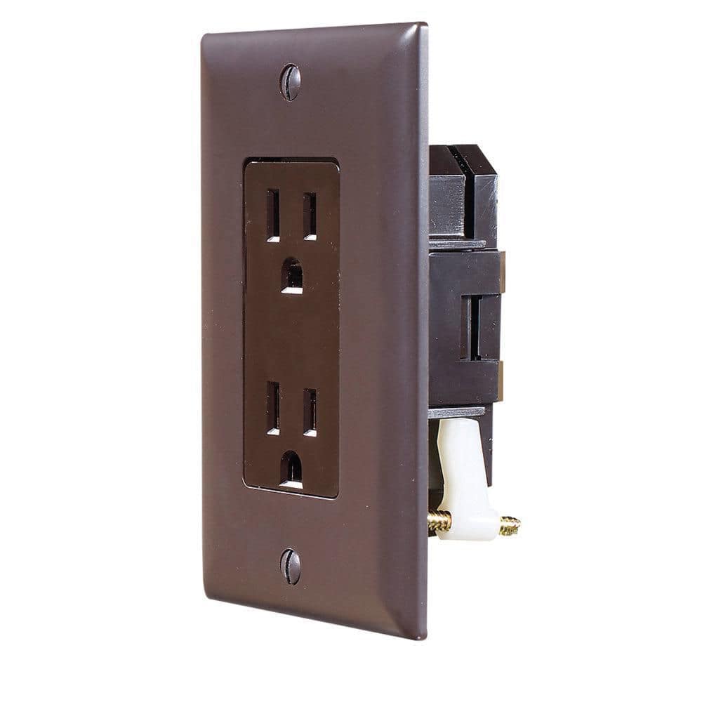 Dual AC Self-Contained Outlet With Cover-Plate – Brown - Hercitys