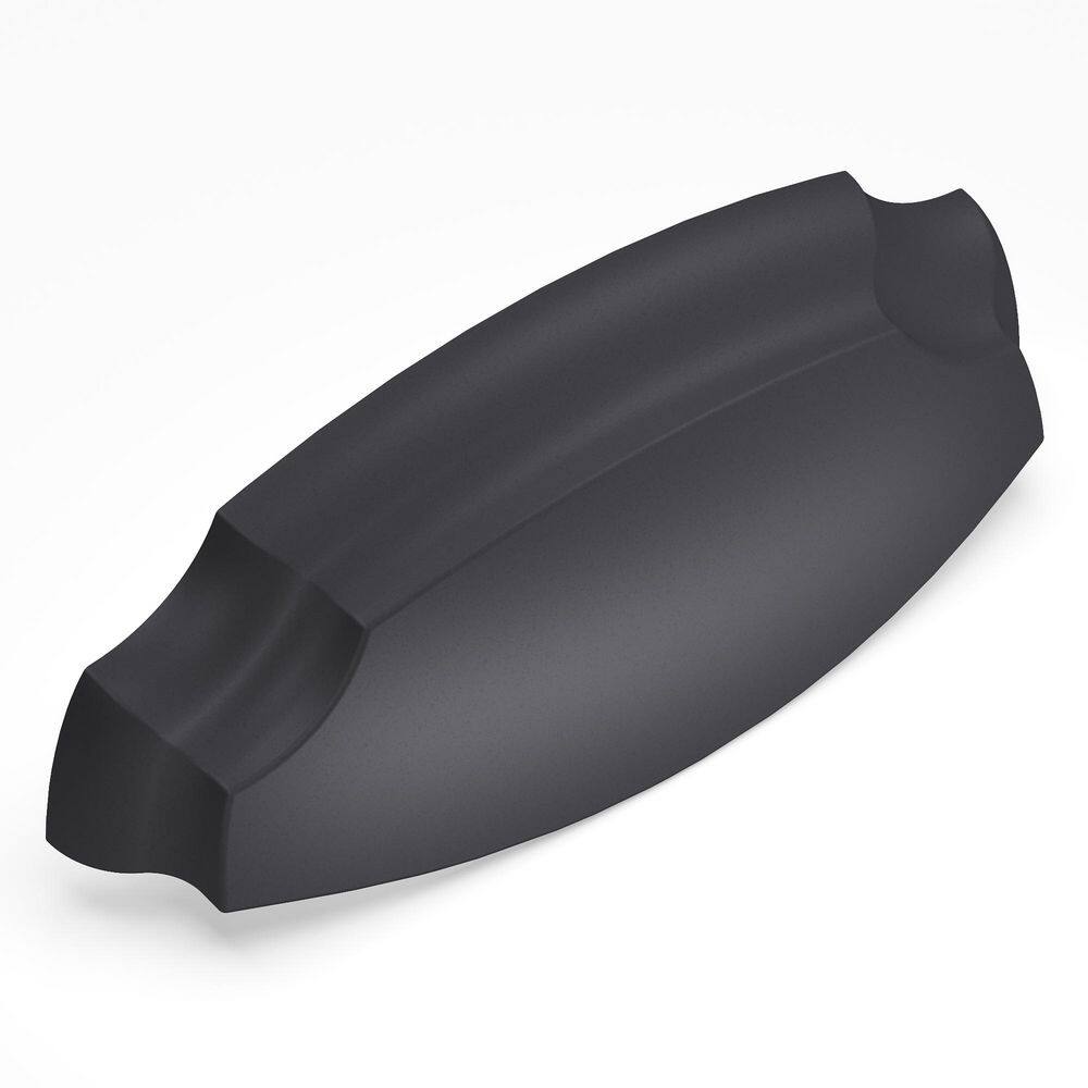 Veranda 3 in. (76 mm) and 3-3/4 in. (96 mm) Matte Black Drawer Cup Pull (10-Pack) - Hercitys