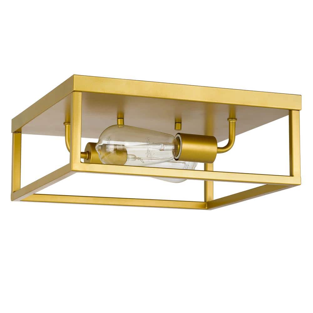 Concord 12.75 in. x 12.75 in. x 5 in. 2-Light Brass Flush Mount - Hercitys