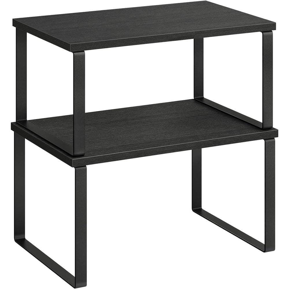 Black Metal Multi-Purpose Countertop Kitchen Organizer with 2-Shelf and Expandable for Kitchen - Hercitys