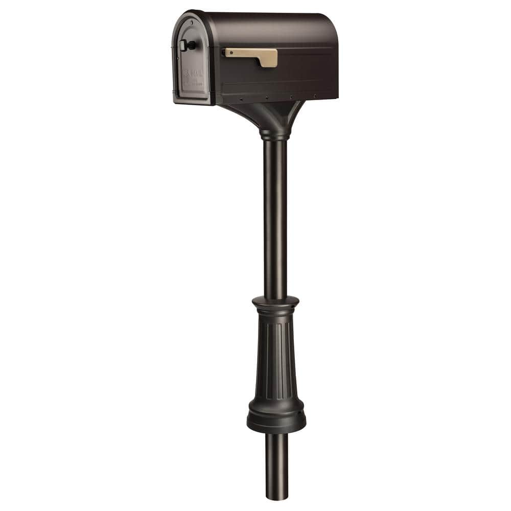 Roxbury Rubbed Bronze, Large, Steel Post Mount Mailbox and Premium Steel Post Combo - Hercitys
