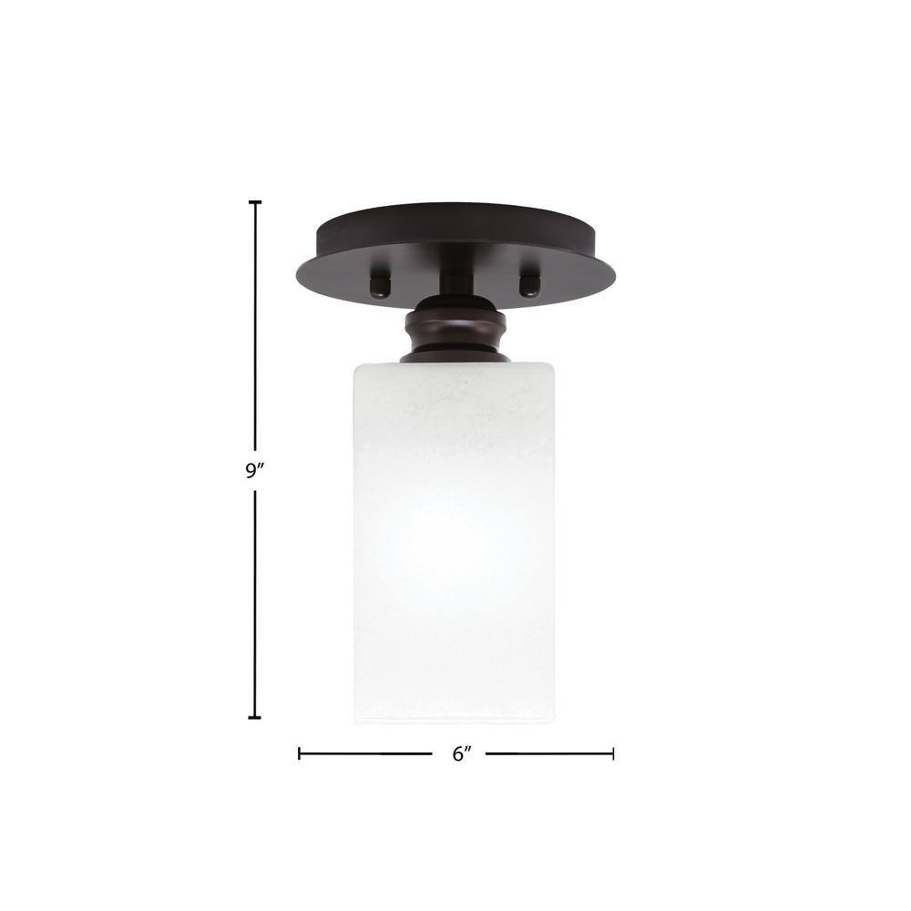 Albany 1-Light 6 in. Espresso Semi-Flush with Square White Marble Glass Shade - Hercitys