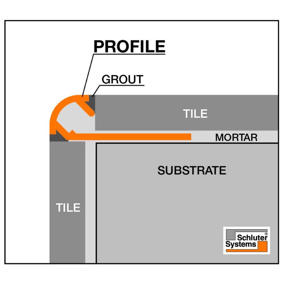 Rondec Cream 5/16 in. x 8 ft. 2-1/2 in. Color-Coated Aluminum Bullnose Tile Edging Trim - Hercitys