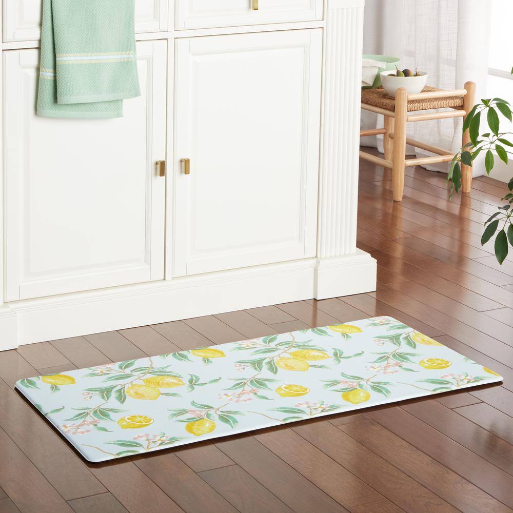 Bloomfield Lots Of Lemons White/Yellow 18 in. x 48 in. Anti-Fatigue Kitchen Mat - Hercitys