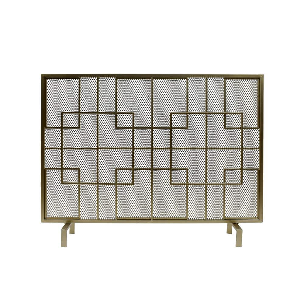 Alamance Modern Gold Single Panel Iron Fire Screen - Hercitys