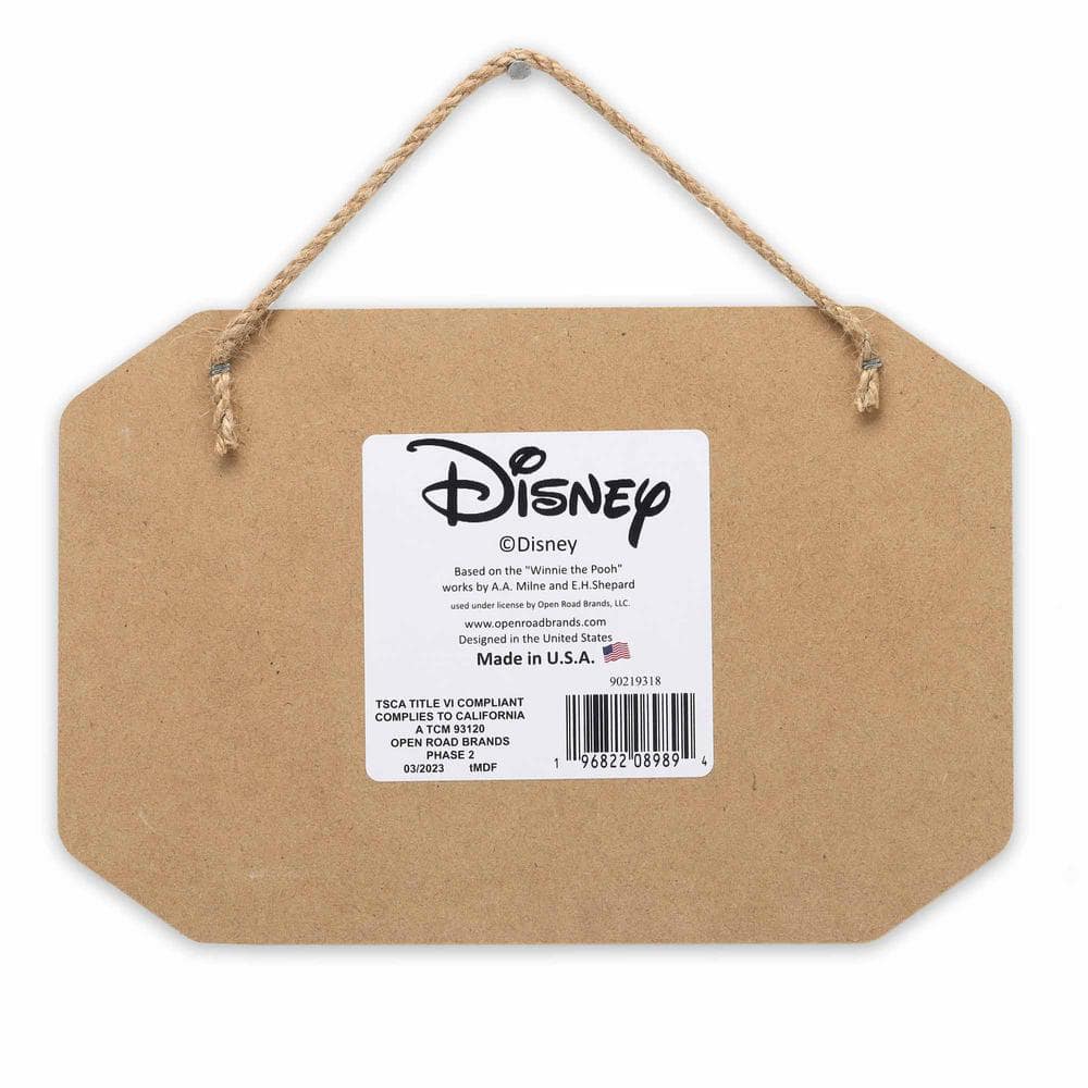 6 in. White Wood Spring, Summer Pooh Happy Day Hanging Wall Decor - Hercitys