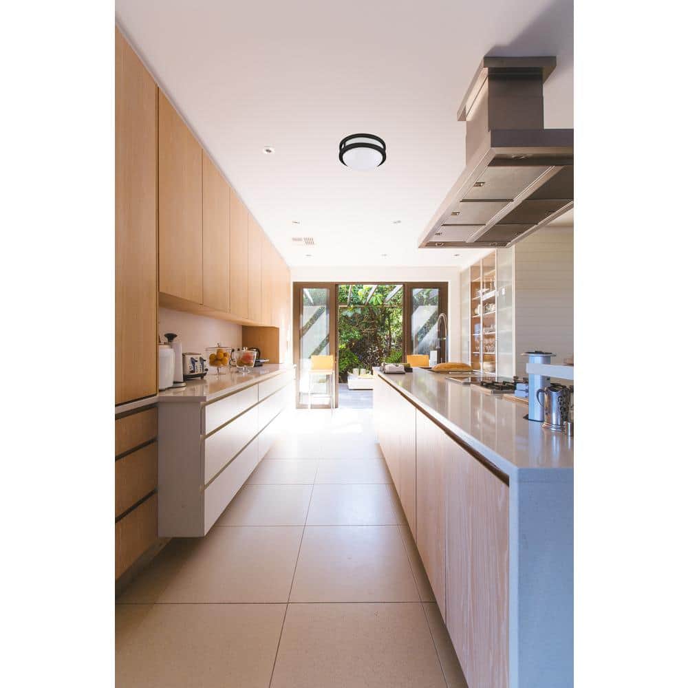 JR 10 in. 1-Light Nickel LED Flush Mount Light 3000K - Hercitys