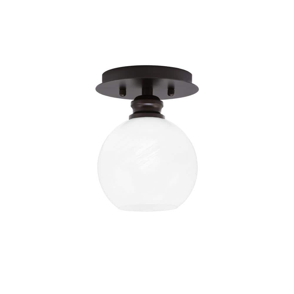Albany 1-Light 6 in. Espresso Semi-Flush with White Marble Glass Shade - Hercitys