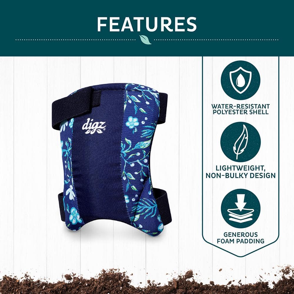 Women’s 1-Size Midnight Floral Low-Profile Gardening Knee Pads - Hercitys