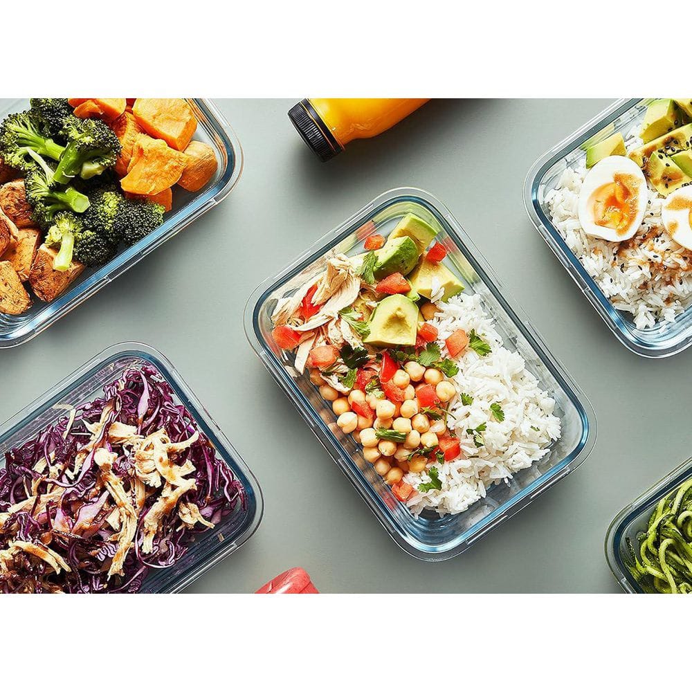 Glass Meal Prep Containers 10-Piece Set Airtight Snap Locking Lids Borosilicate Microwave Oven Dishwasher Food Storage - Hercitys