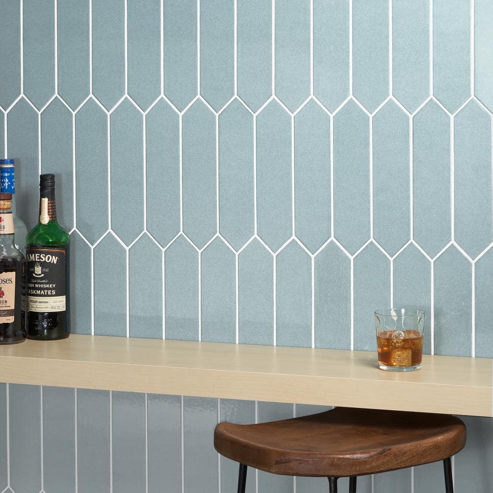 Saloni Blue 2.95 in. x 11.81 in. Polished Picket Ceramic Wall Tile (5.91 sq. ft./Case) - Hercitys