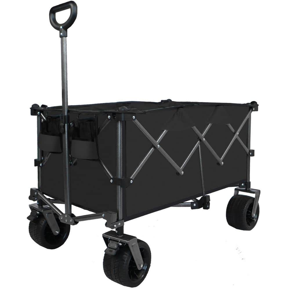 6.78 cu. ft. steel frame Garden Cart Collapsible Folding Wagon, Push Pull Beach Cart with Polyester fabric - Hercitys