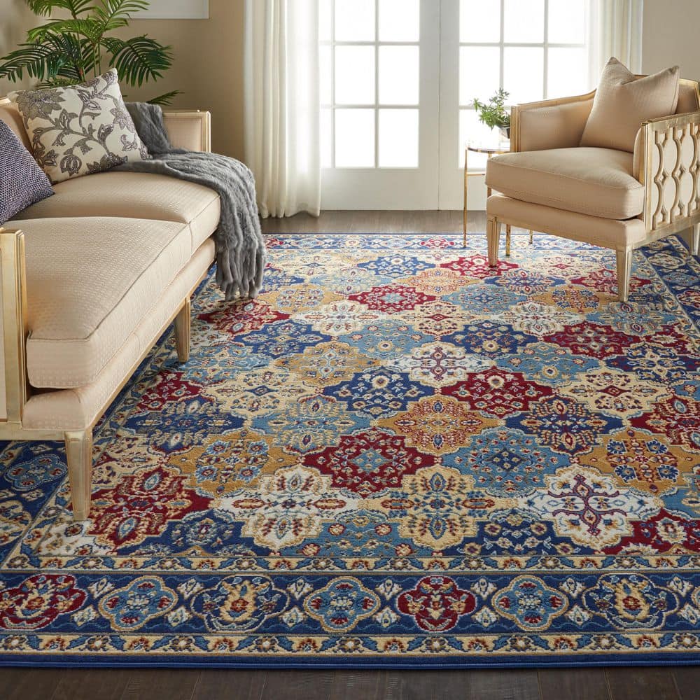 Grafix Multicolor 9 ft. x 12 ft. Persian Medallion Traditional Area Rug - Hercitys