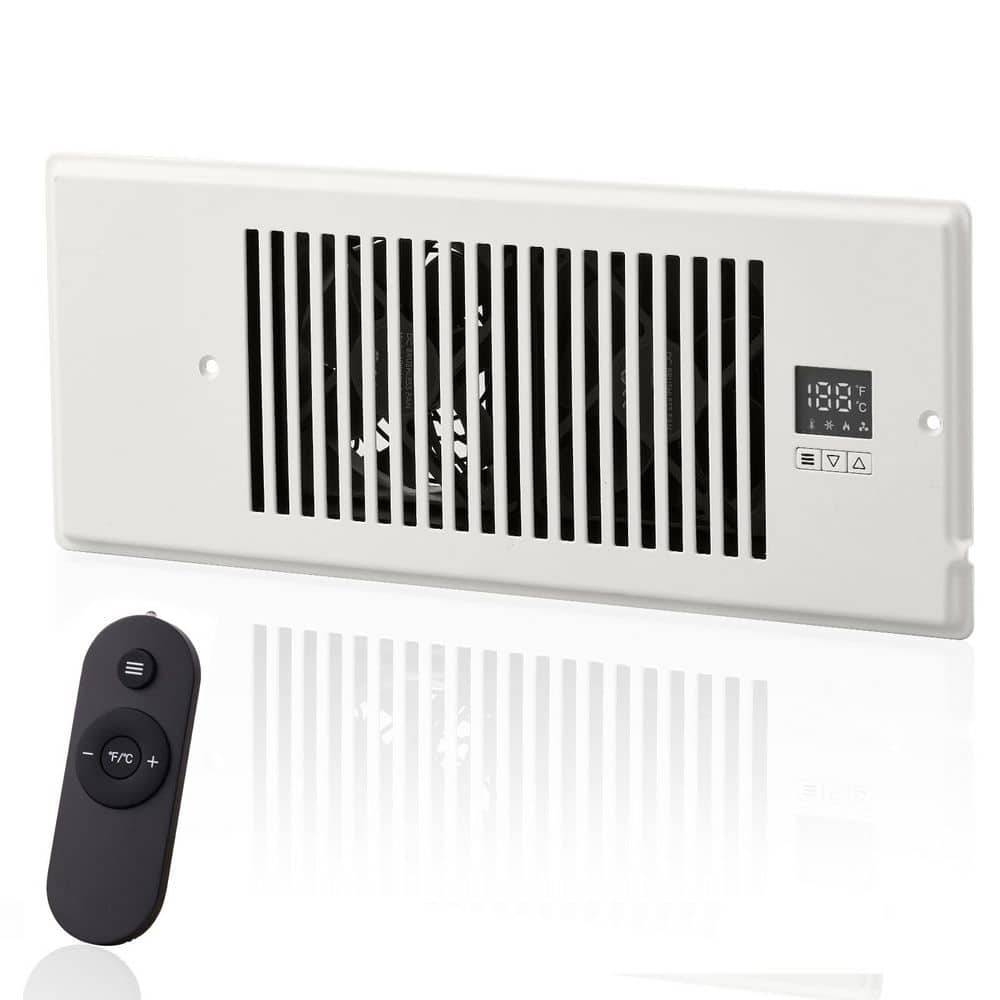Register Booster Fan, Quiet Vent Booster Fan Fits 4 x 12 in. Register Holes, with Remote Control and Thermostat Control - Hercitys