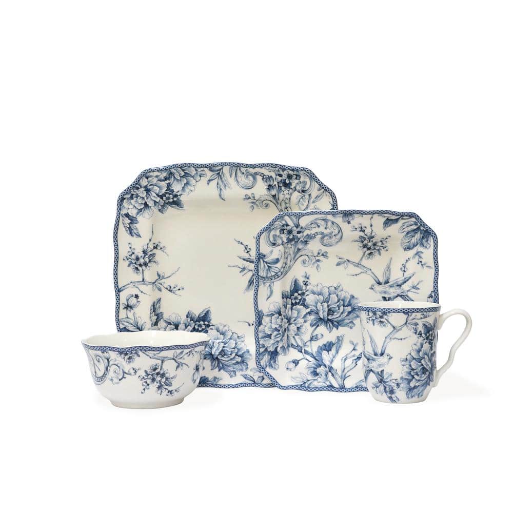 Adelaide 16-Piece Blue and White Dinnerware Set (Service for 4) - Hercitys