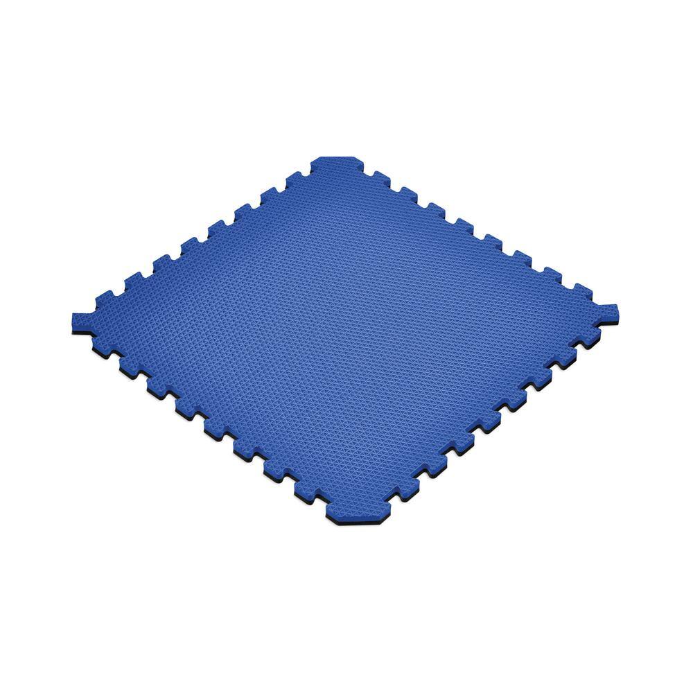 Dazzling Blue/Black 24 in. x 24 in. EVA Foam Truly Reversible Sport MMA Interlocking Tile (20-Tile) - Hercitys