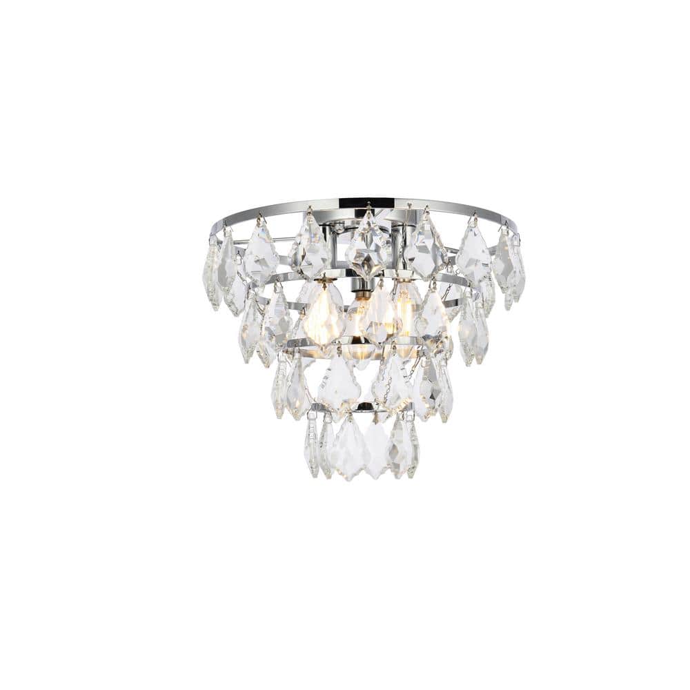 Timless Home 12 in. 3-Light Contemporary Chrome Flush Mount with No Bulbs Included - Hercitys