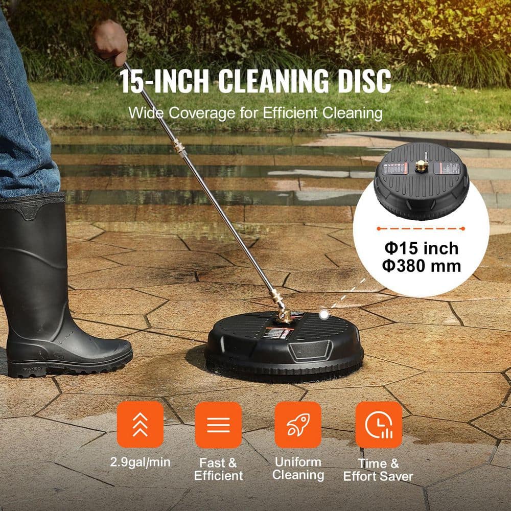 Pressure Washer Surface Cleaner 15 in. 4000 Max PSI Pressure Washer Surface Cleaner With Quick-Connect Connector - Hercitys