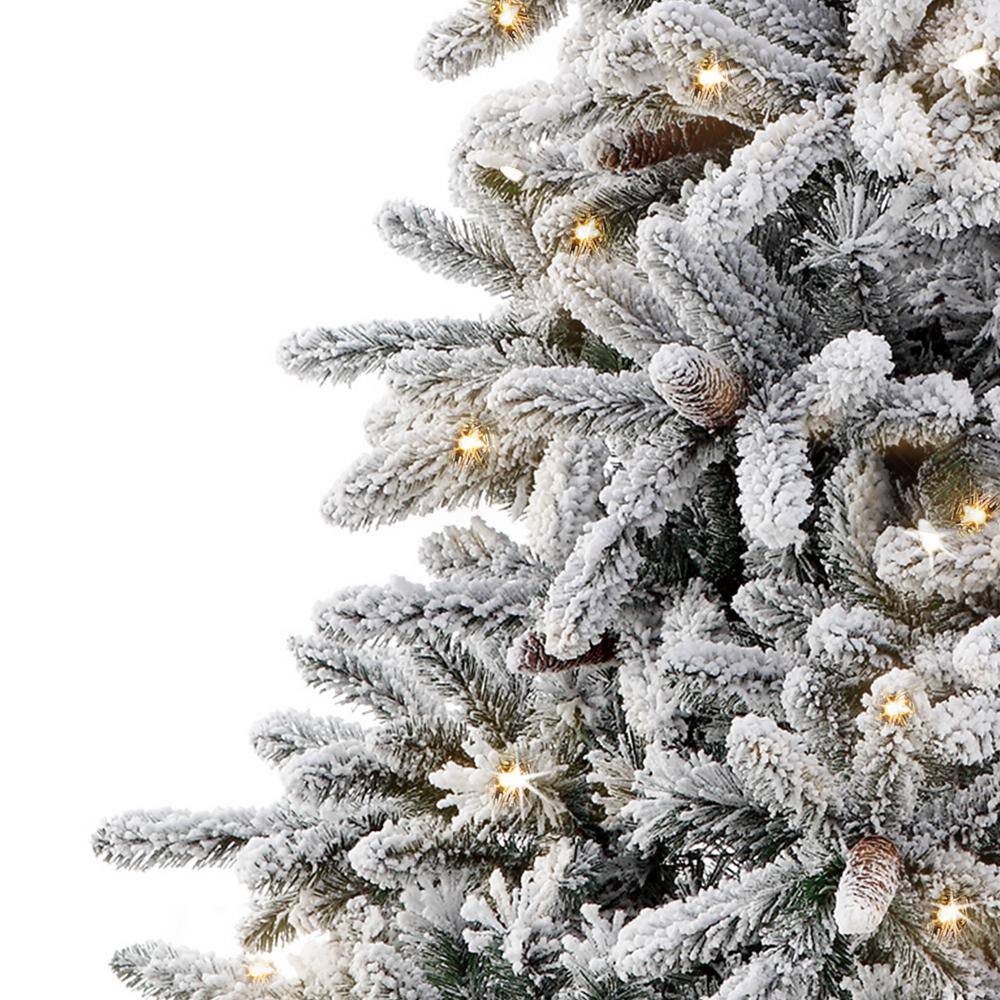 6.5 ft. Prelit Flocked Bennington Fir Artificial Christmas Tree with 350 UL-Listed Lights - Hercitys