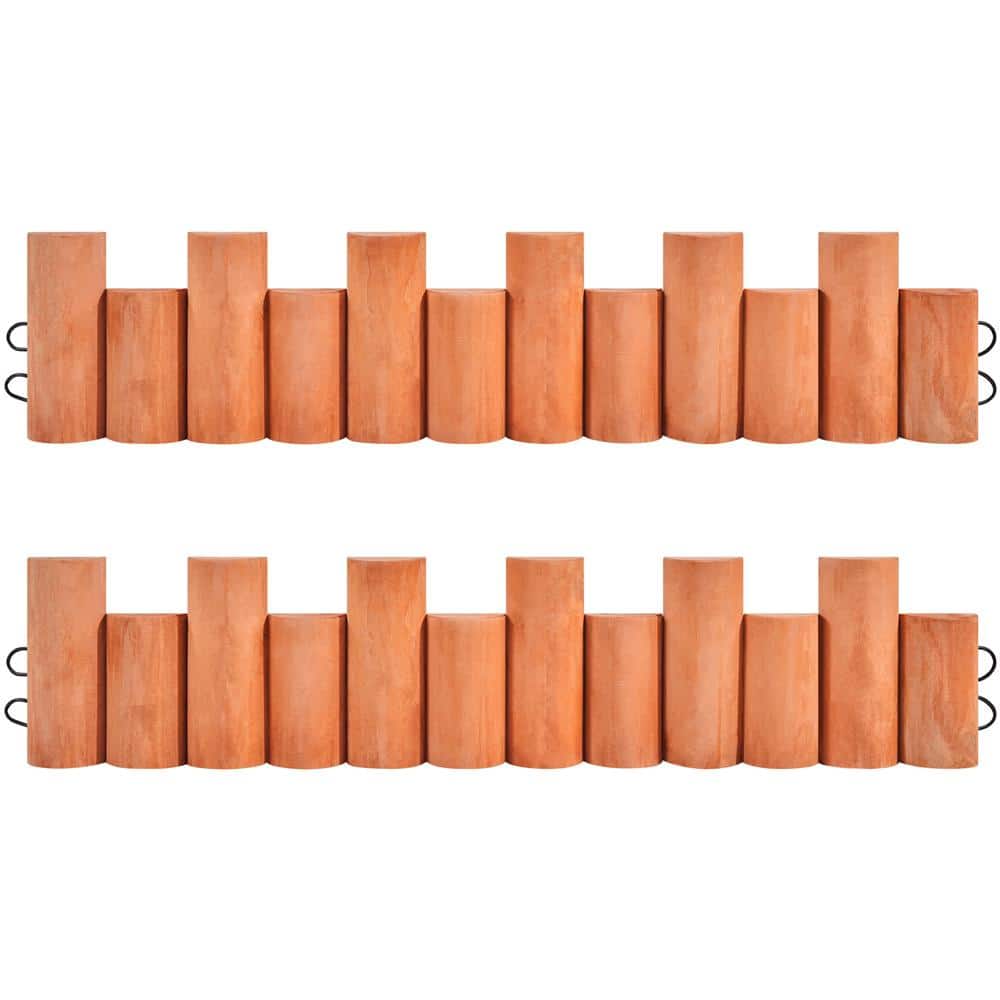 7 in. H Outdoor Wooden Short Fences Garden Log Rolls 2-Pieces - Hercitys