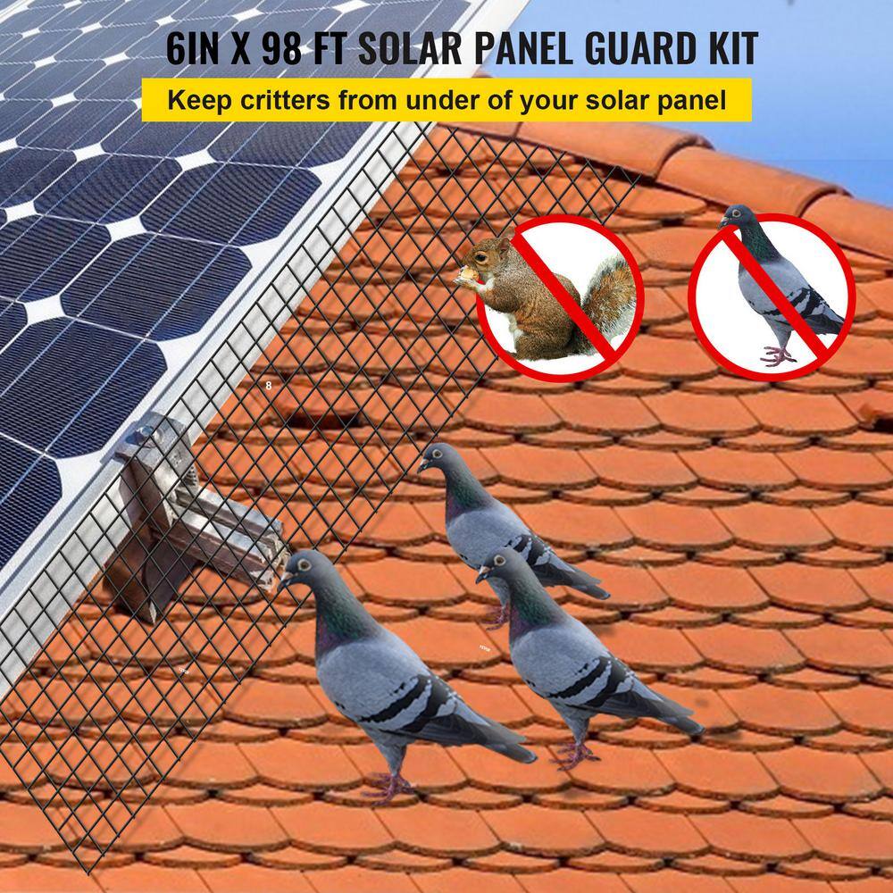 Garden Fence Solar Panel Bird Wire 8 in. x 98 ft. Critter Guard Roll Kit with 100-Piece Fasteners, 50-Piece Tie Wires - Hercitys