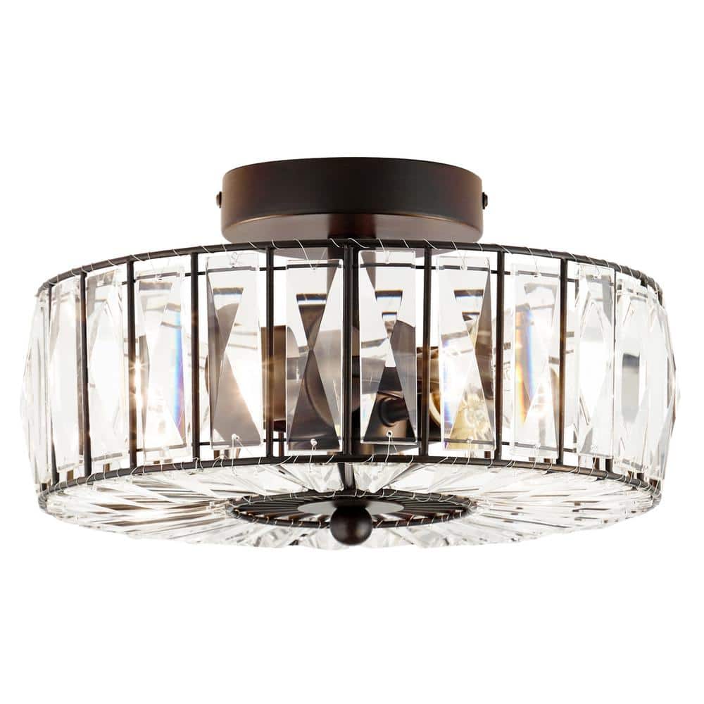 Gia 11.5 in. 2-Light Oil Rubbed Bronze Semi-Flush Mount - Hercitys