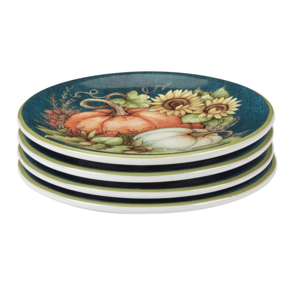 Multi-Colored Autumn Breeze Canape Plates Set of 4 - Hercitys