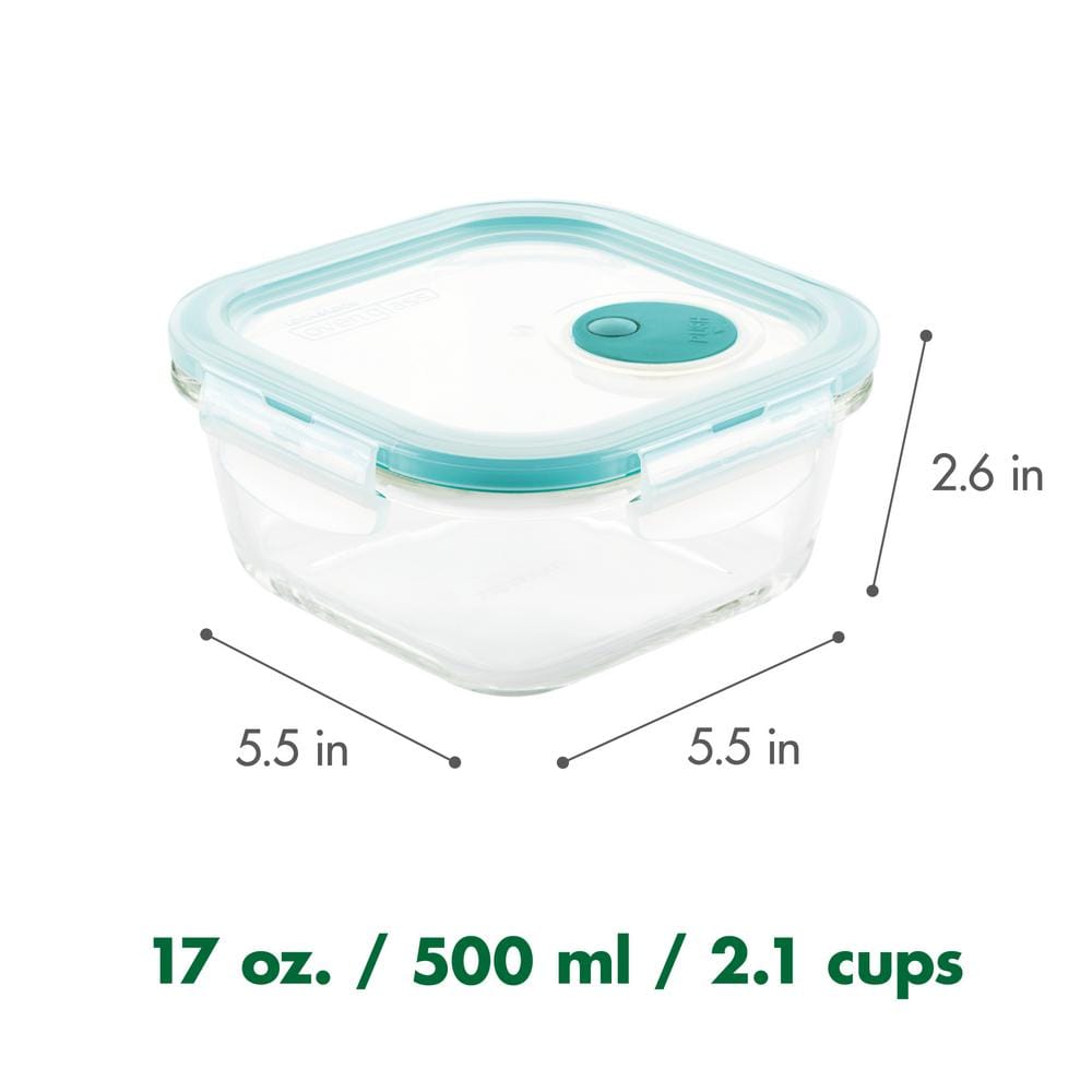 Performance 4-Piece Glass Vented Food Storage Containers, 17-Ounce Set - Hercitys