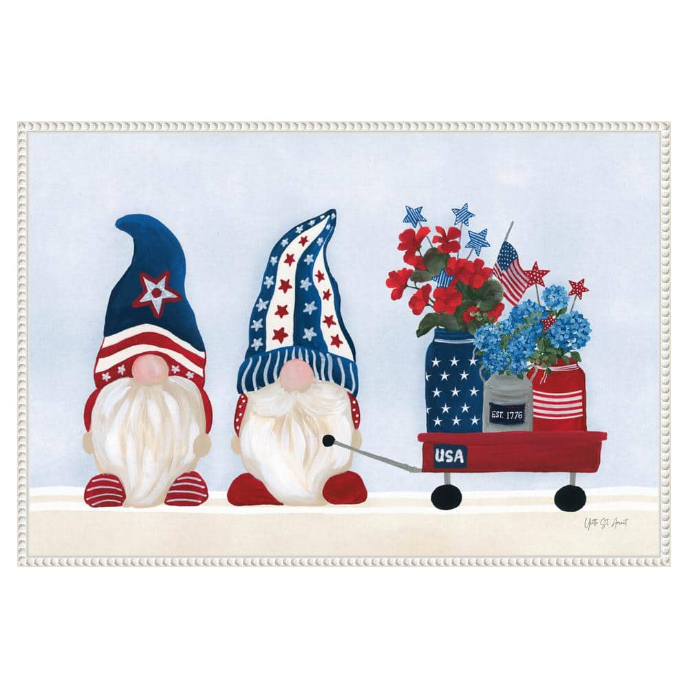 American Gnome I by Yvette St. Amant 33-in. W x 23-in. H. Canvas Wall Art Print Framed in White - Hercitys