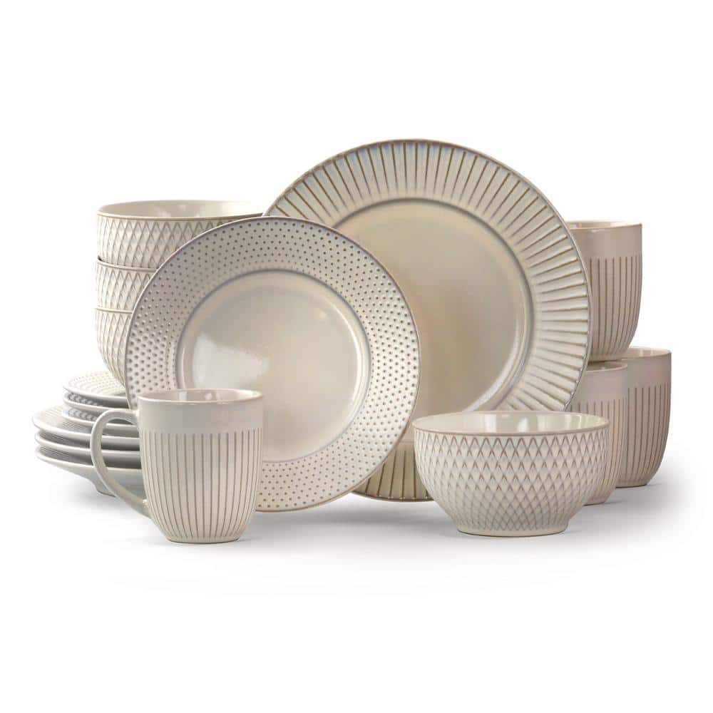 Market Finds 16-Piece Contemporary White Stoneware Dinnerware Set (Service for 4) - Hercitys
