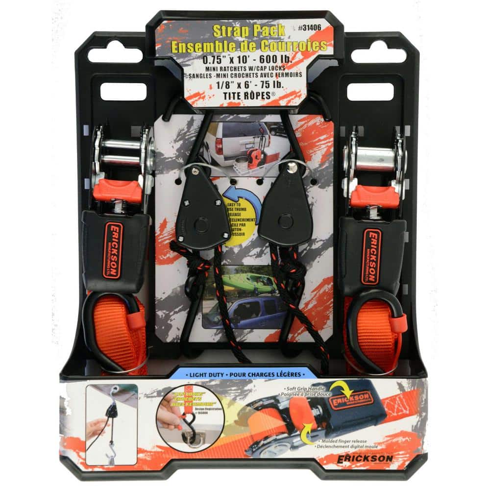 6 ft. x 1/8 in. Tite Rope with 10ft. x 3/4 in. Ratchet Strap (Combo-Pack) - Hercitys