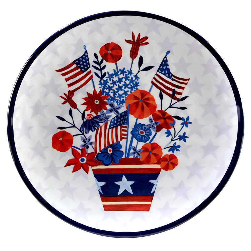 Stars and Stripes Set 14 in. Assorted Colors Melamine Platters (Set of 2) - Hercitys