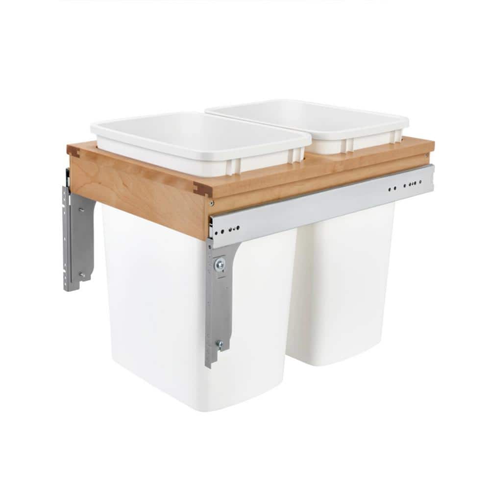 White 19.5 in. W Double 35 qt. Pull Out Top Mount Container - Hercitys