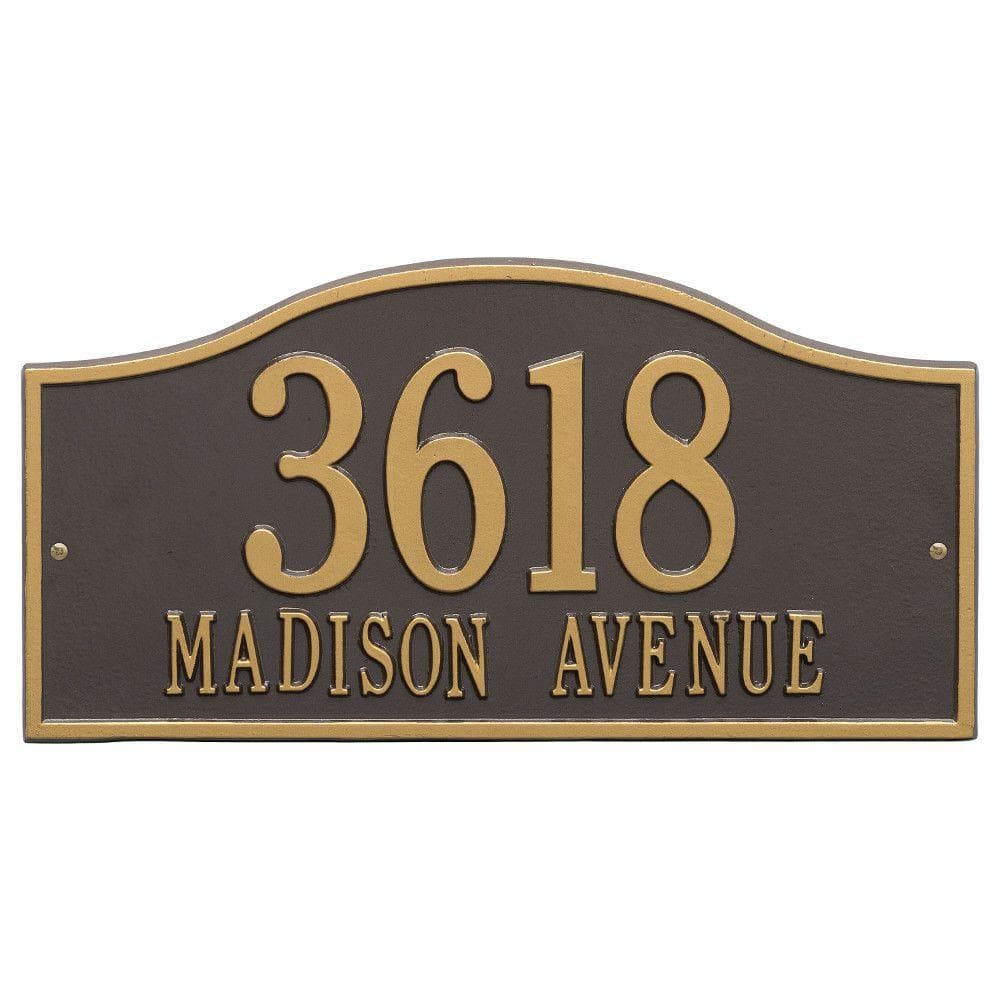 Rolling Hills Rectangular Bronze/Gold Grande Wall 2-Line Address Plaque - Hercitys