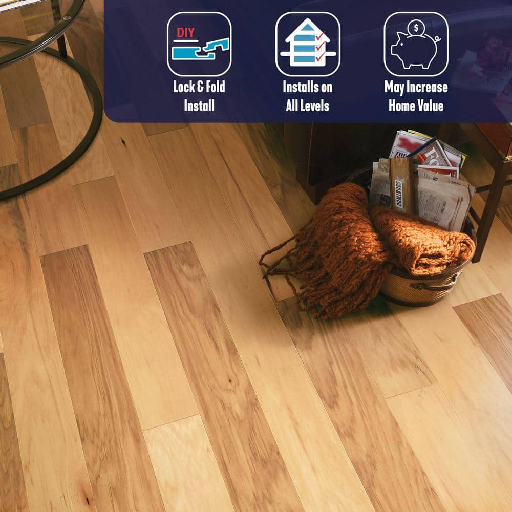 American Home Rustic Natural Hickory 3/8 in. T x 5 in. W T+G Smooth Engineered Hardwood Flooring (22 sq.ft./ctn) - Hercitys