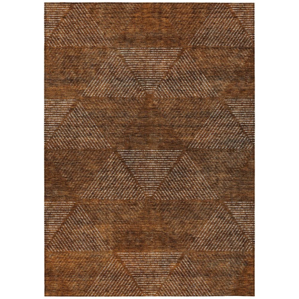 Chantille Machine Washable Indoor/Outdoor Abstract ACN777 Terracotta 5 ft. x 7 ft. 6 in. Area Rug - Hercitys