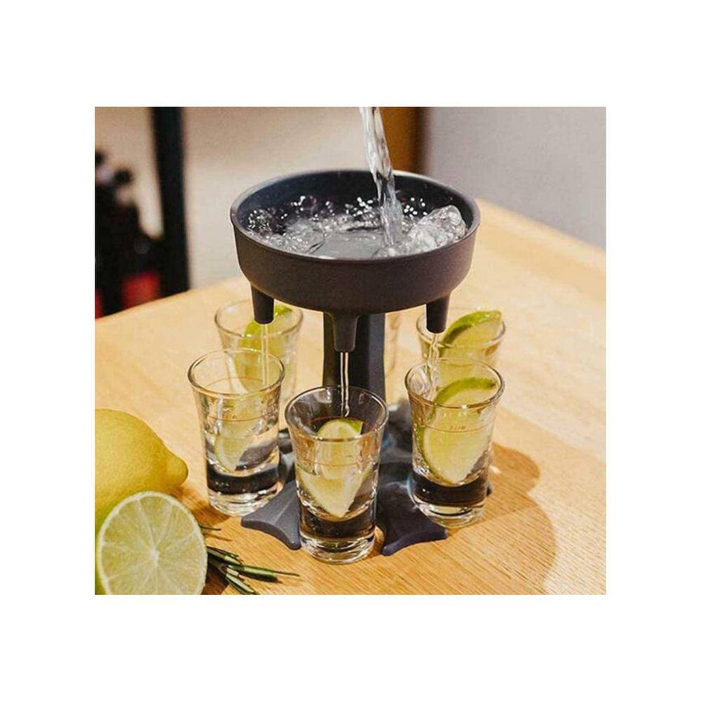 Plastic 6-Shot Liquor Dispenser Holder Set With 6-Shot Acrylic Glasses - Hercitys