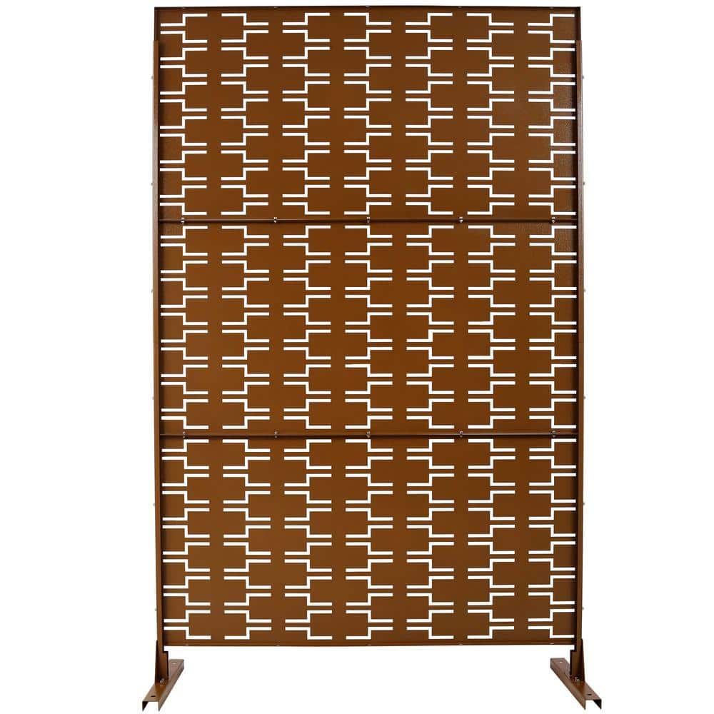 76 in. H x 48 in. W Steel Garden Fence Freestanding Outdoor Privacy Screen in Brown - Hercitys