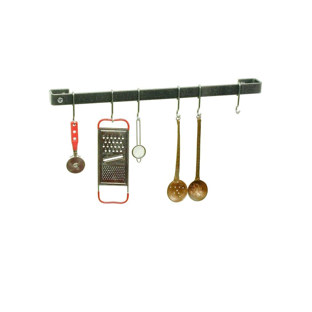 Handcrafted 42 in. Hammered Steel Wall Rack Utensil Bar with 12-Hooks - Hercitys