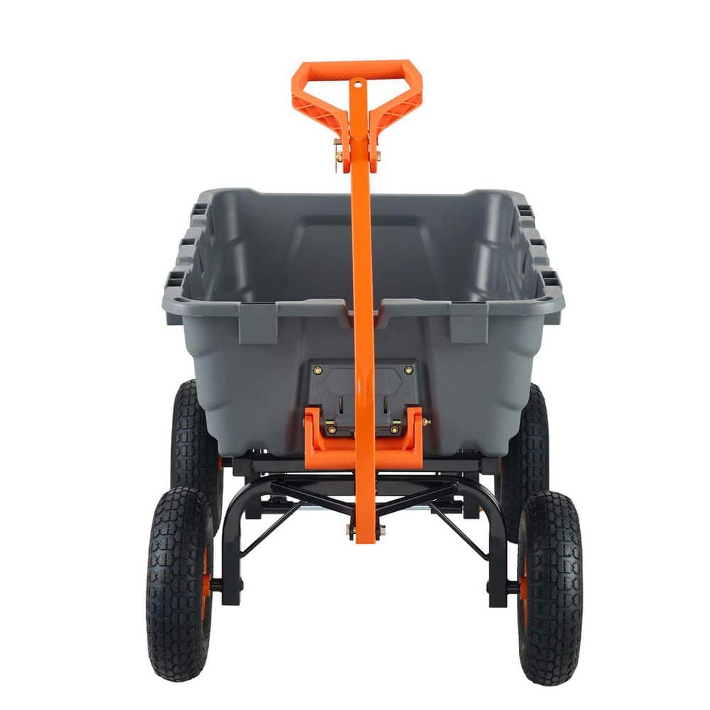 Dump Cart Poly Garden Dump Cart with 2-in-1 Wheelbarrow 1500 lbs. Capacity 13 in. Tires Steel 7 cu.ft. - Hercitys