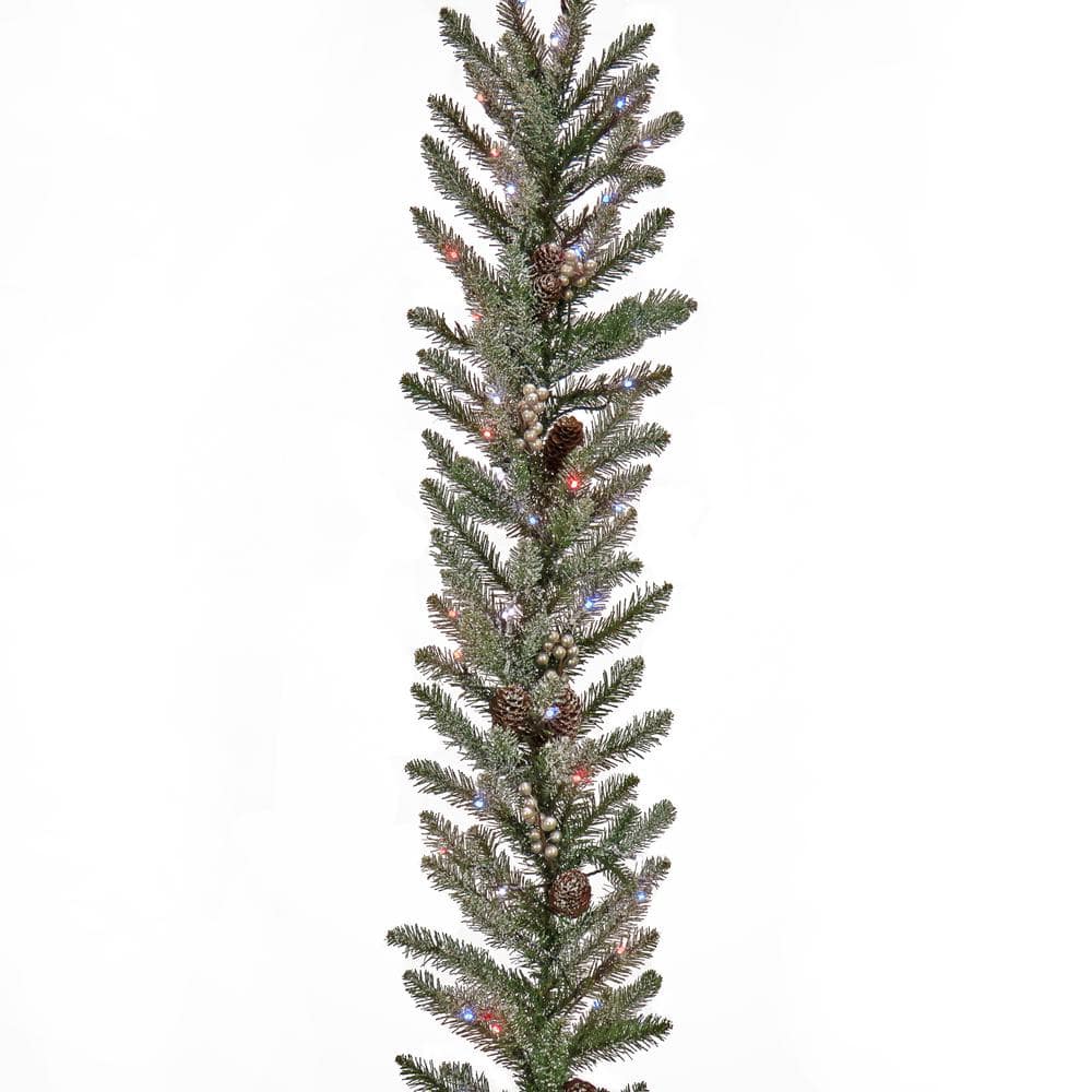 9 ft. Snowy Morgan Spruce LED Artificial Christmas Garland with Twinkly Lights - Hercitys