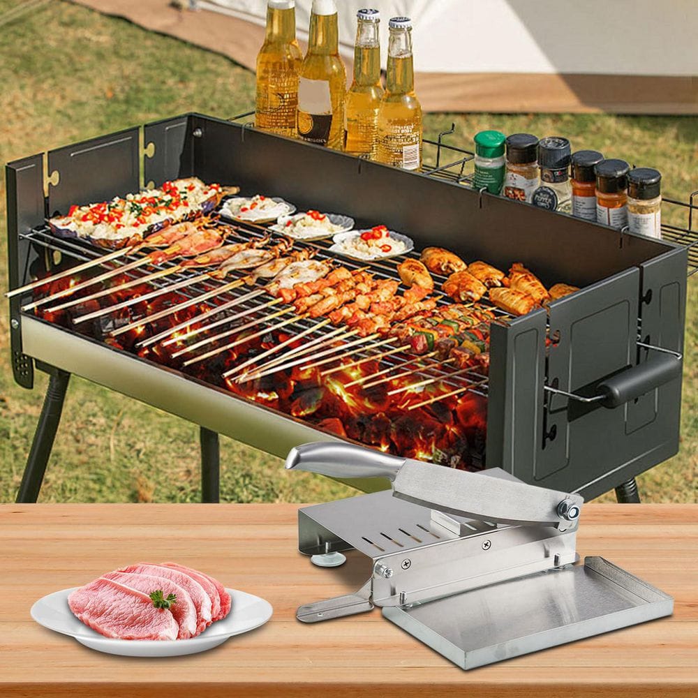 Manual Meat Slicer with 8 in. Stainless Steel Blade, Frozen Meat Vegetables Deli Food Slicing Machine - Hercitys