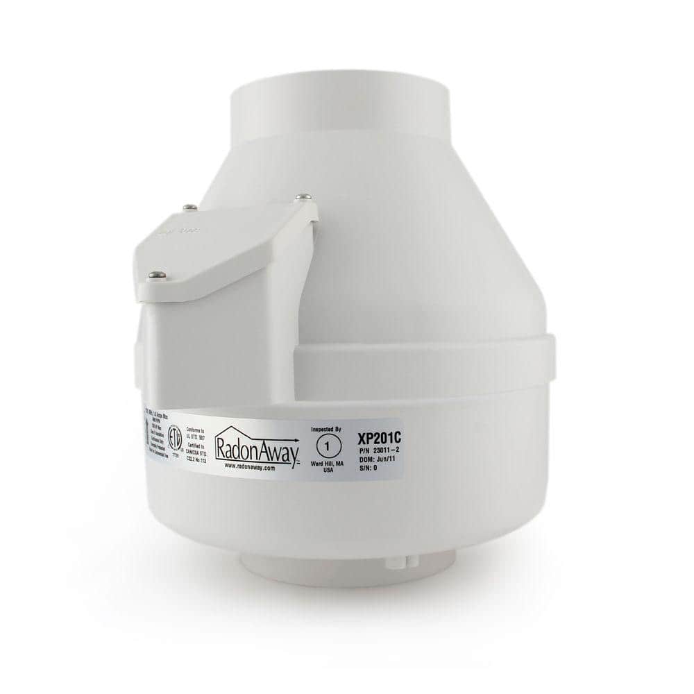 XP201C 4 in. Inlet and Outlet Inline Radon Fan in White with 1.6 in. Maximum Operating Pressure - Hercitys