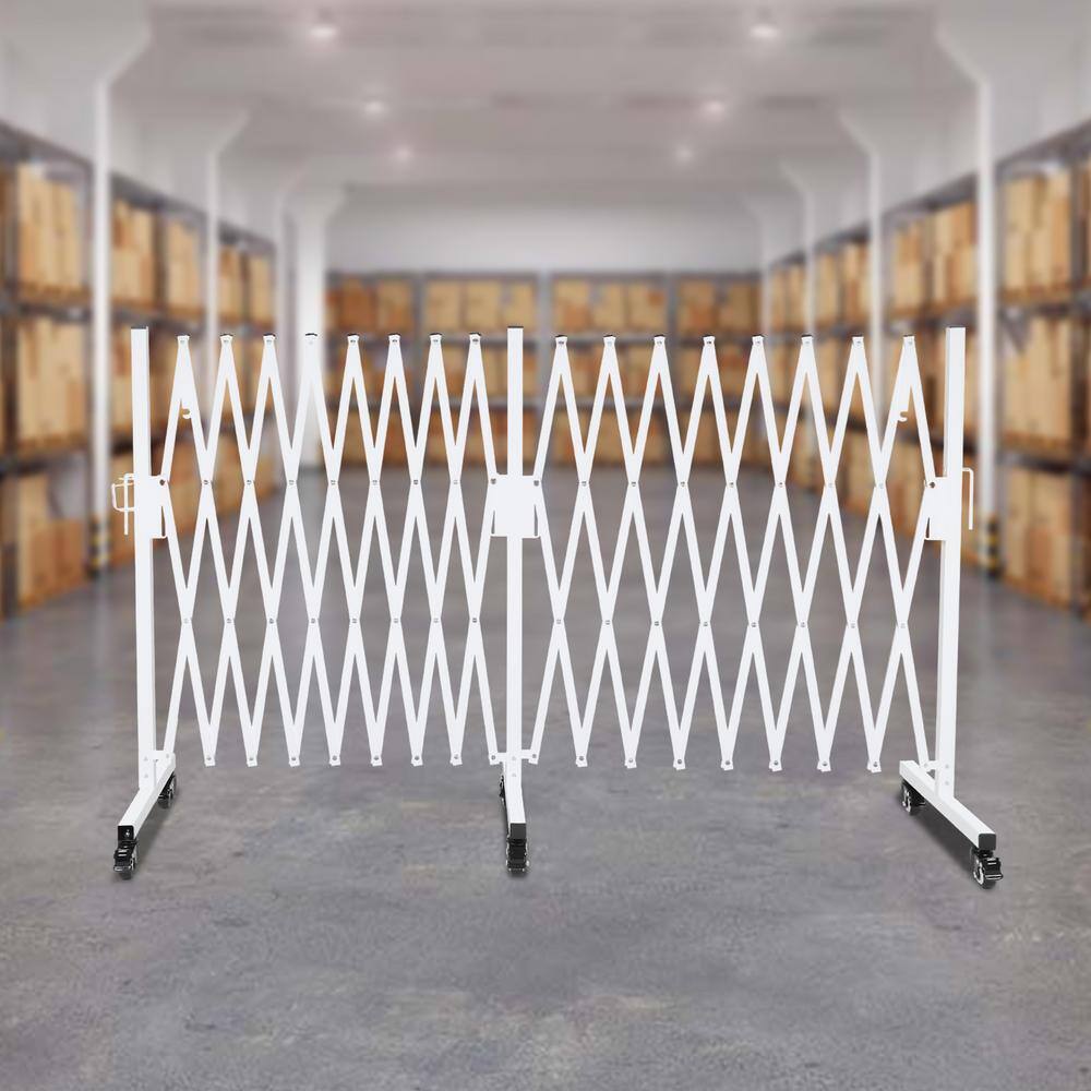 White 212.6 in. x 40 in. Metal Garden Fence Safety Barrier Portable Fence Gate with Wheels - Hercitys