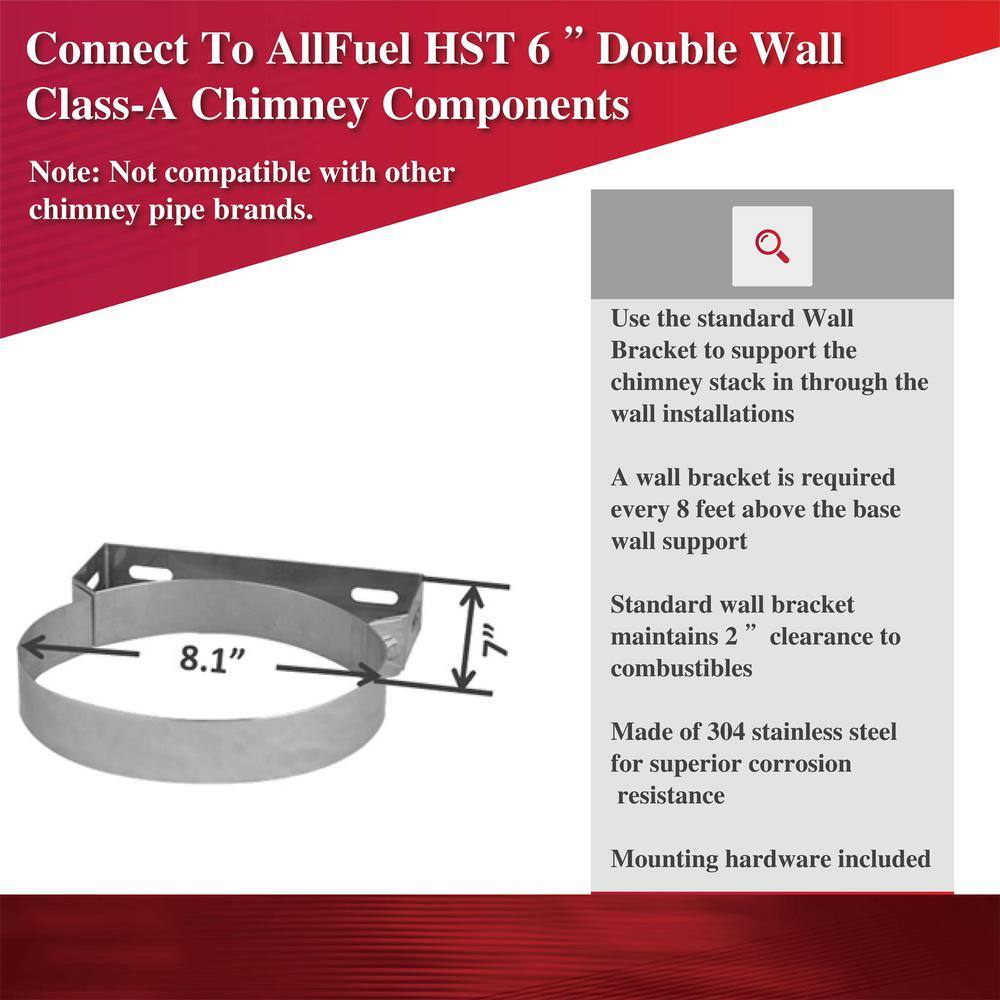 Wall Bracket for 6 in. Double Wall Chimney Pipe - Hercitys