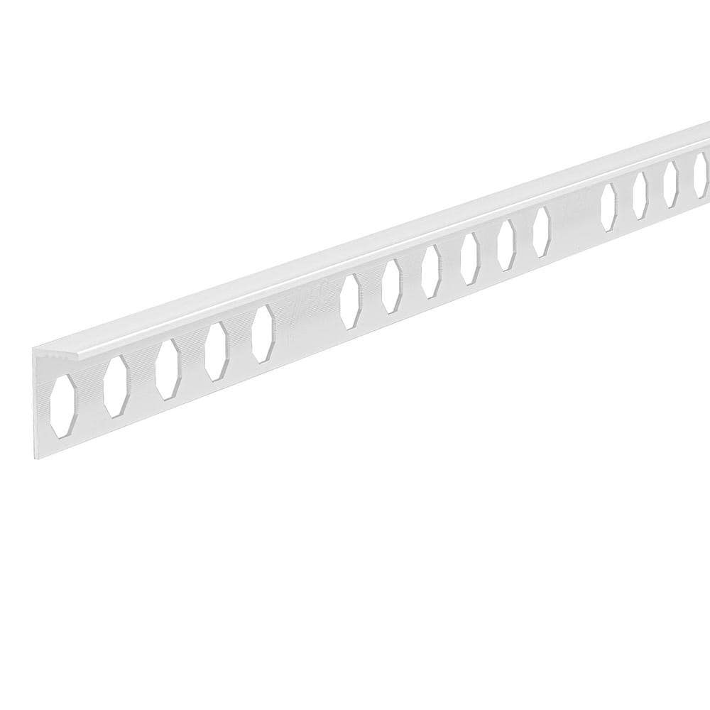 Novosuelo White 1/2 in. x 98-1/2 in. Aluminum Tile Edging Trim - Hercitys