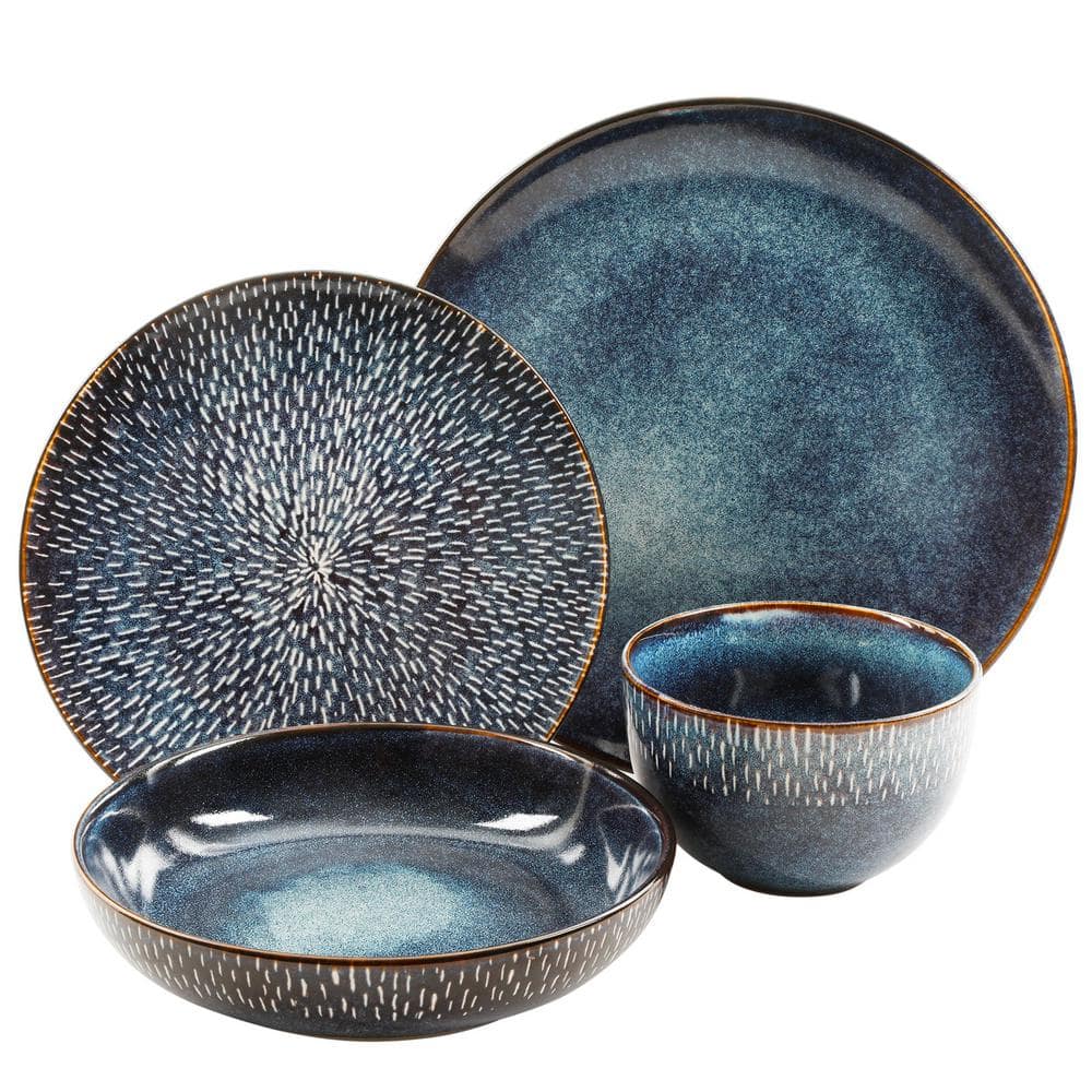 Matisse 16-Piece Contemporary Cobalt Earthenware Dinnerware Set (Service for 4) - Hercitys