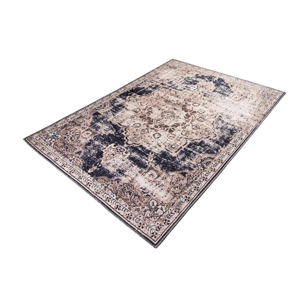 Cameron Beige Distressed Washable 5 ft. x 7 ft. Area Rug - Hercitys